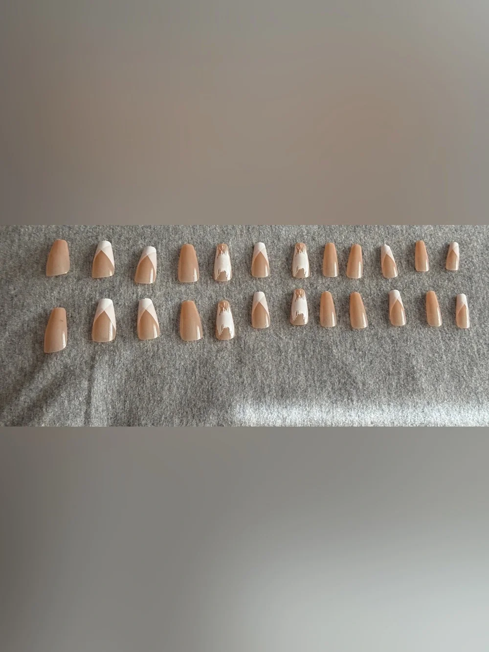Neutral Nude & White French Tip Press-On Nails